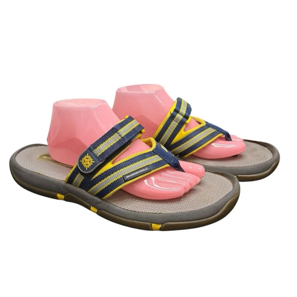 Margaritaville Sailabration Sandals Flip Flops Beach Pool Blue Yellow 12